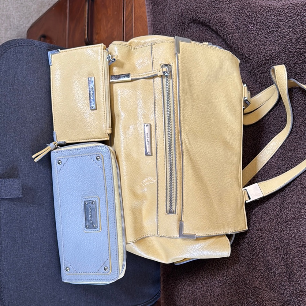Nine West Yellow and Gray Purse Collection